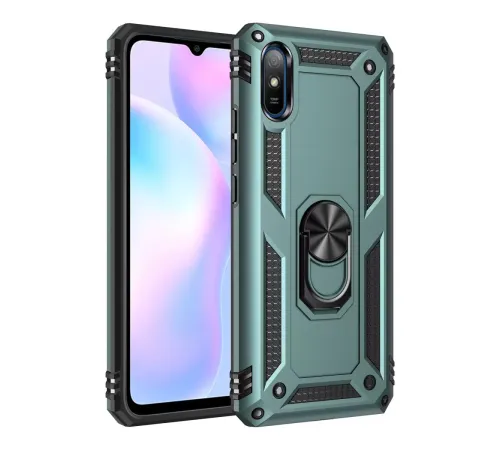 Xiaomi Redmi 9A Kılıf Sofya Yüzüklü Silikon Kapak - Yeşil