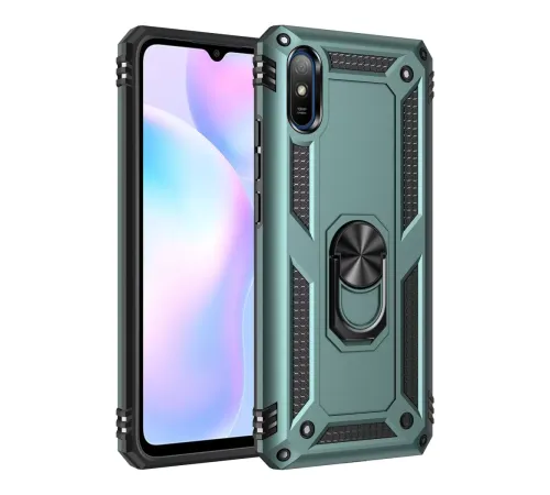 Xiaomi Redmi 9A Kılıf Sofya Yüzüklü Silikon Kapak - Yeşil
