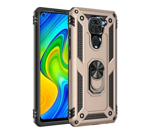 Xiaomi Redmi Note 9 Kılıf Sofya Yüzüklü Silikon Kapak - Gold