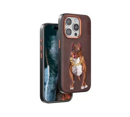 Apple iPhone 15 Pro Perma Desenli Kapak - Kahverengi
