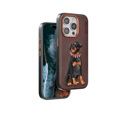 Apple iPhone 15 Pro Perma Desenli Kapak - Koyu Kahve