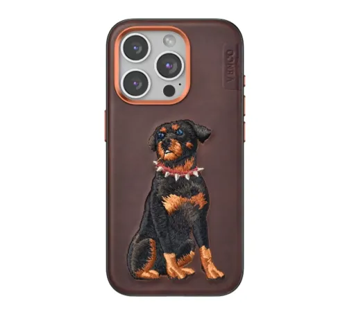 Apple iPhone 15 Pro Perma Desenli Kapak - Koyu Kahve