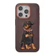 Apple iPhone 15 Pro Perma Desenli Kapak - Koyu Kahve