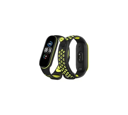 Xiaomi Mi Band 7 Spor Delikli Kordon - Siyah-Yeşil