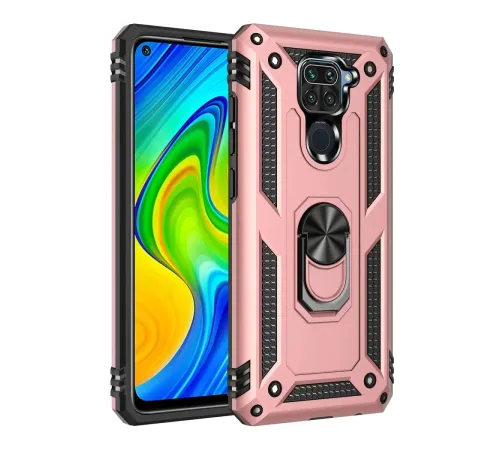 Xiaomi Redmi Note 9 Kılıf Sofya Yüzüklü Silikon Kapak - Rose
