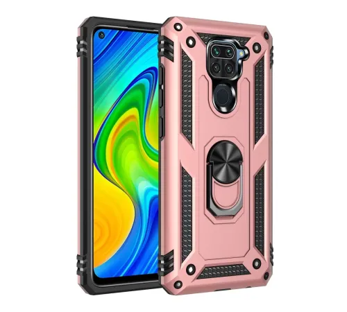 Xiaomi Redmi Note 9 Kılıf Sofya Yüzüklü Silikon Kapak - Rose