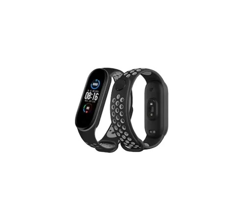 Xiaomi Mi Band 7 Spor Delikli Kordon - Siyah-Gri