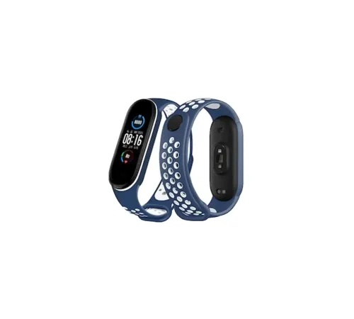 Xiaomi Mi Band 7 Spor Delikli Kordon - Lacivert-Beyaz