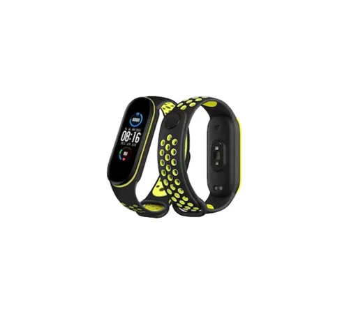 Xiaomi Mi Band 4 Spor Delikli Kordon - Siyah-Yeşil