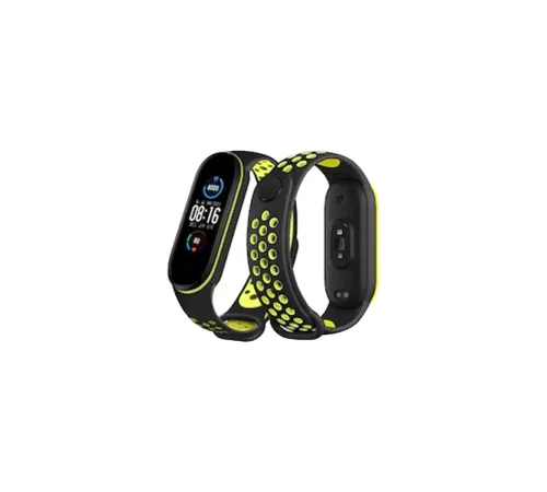 Xiaomi Mi Band 4 Spor Delikli Kordon - Siyah-Yeşil