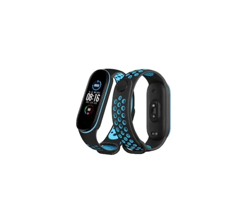 Xiaomi Mi Band 4 Spor Delikli Kordon - Siyah-Mavi