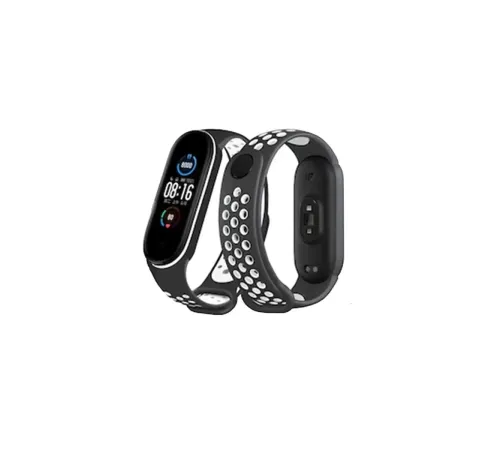 Xiaomi Mi Band 4 Spor Delikli Kordon - Siyah-Beyaz