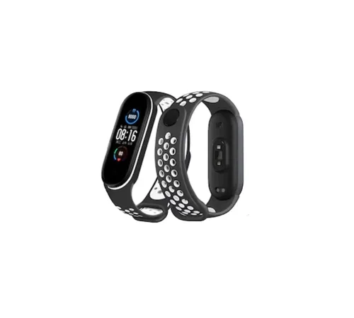 Xiaomi Mi Band 4 Spor Delikli Kordon - Siyah-Beyaz