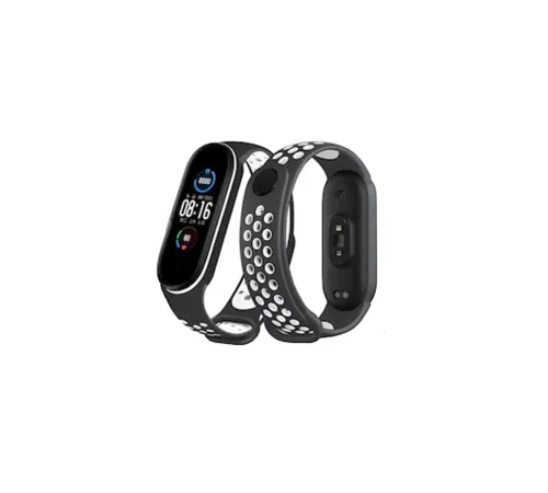 Xiaomi Mi Band 4 Spor Delikli Kordon - Siyah-Beyaz