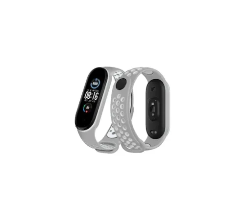 Xiaomi Mi Band 4 Spor Delikli Kordon - Gri-Beyaz