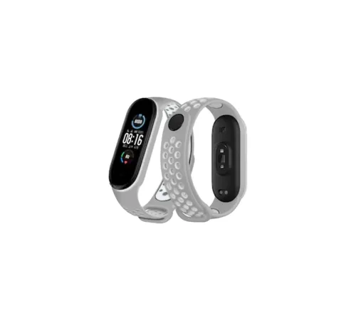 Xiaomi Mi Band 4 Spor Delikli Kordon - Gri-Beyaz