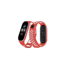 Xiaomi Mi Band 4 Spor Delikli Kordon - Kırmızı-Beyaz
