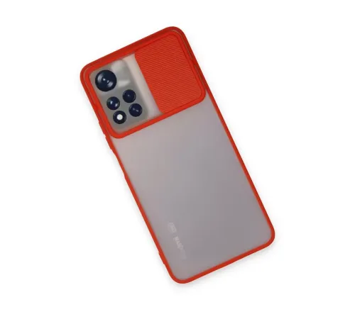Xiaomi Redmi Note 11T Kılıf Palm Buzlu Kamera Sürgülü Silikon - Kırmızı