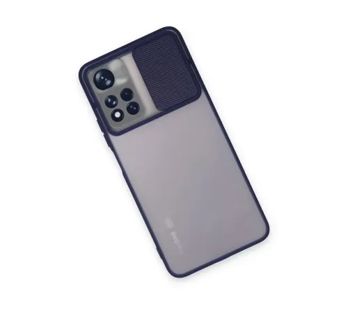 Xiaomi Redmi Note 11T Kılıf Palm Buzlu Kamera Sürgülü Silikon - Lacivert