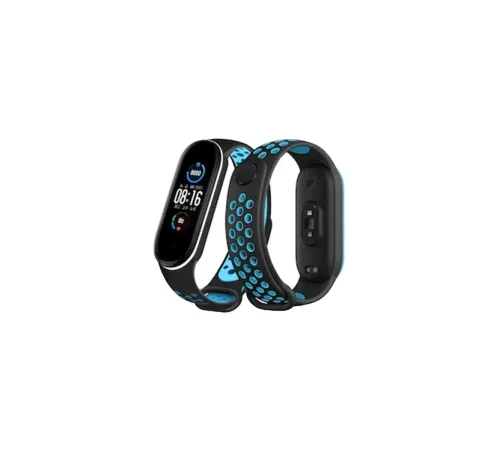 Xiaomi Mi Band 4 Spor Delikli Kordon - Siyah-Turkuaz