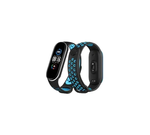 Xiaomi Mi Band 4 Spor Delikli Kordon - Siyah-Turkuaz