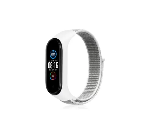 Xiaomi Mi Band 4 Hasırlı Cırtcırtlı Kordon - Beyaz