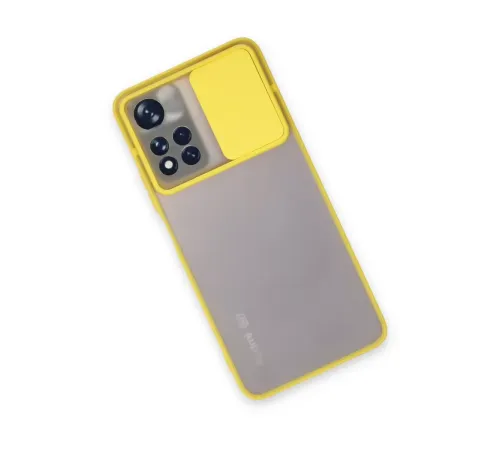 Xiaomi Redmi Note 11 Pro Plus 5G Kılıf Palm Buzlu Kamera Sürgülü Silikon - Sarı