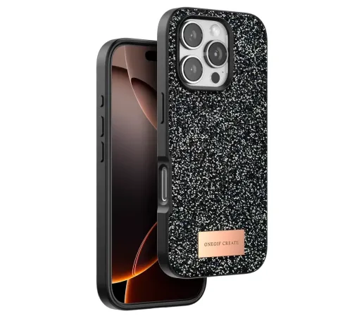 Apple iPhone 16 Pro Bright Simli Kapak - Siyah