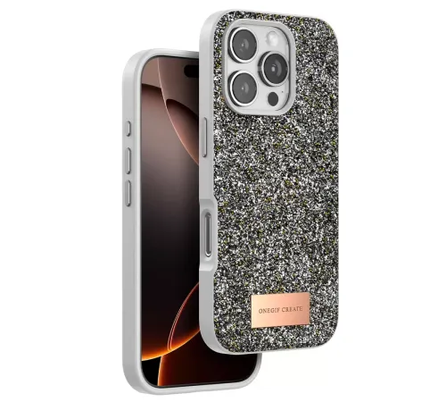 Apple iPhone 16 Pro Max Bright Simli Kapak - Gümüş