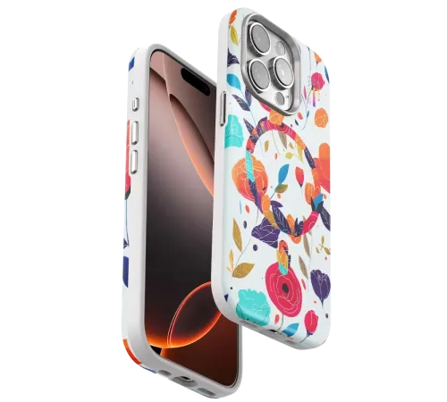 Apple iPhone 14 Pro Max Flower Series Magsafe Kapak - Beyaz