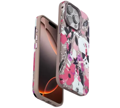 Apple iPhone 14 Pro Max Flower Series Magsafe Kapak - Pembe