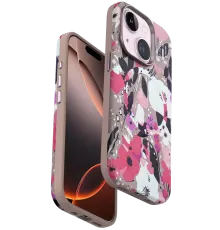 Apple iPhone 15 Flower Series Magsafe Kapak - Pembe