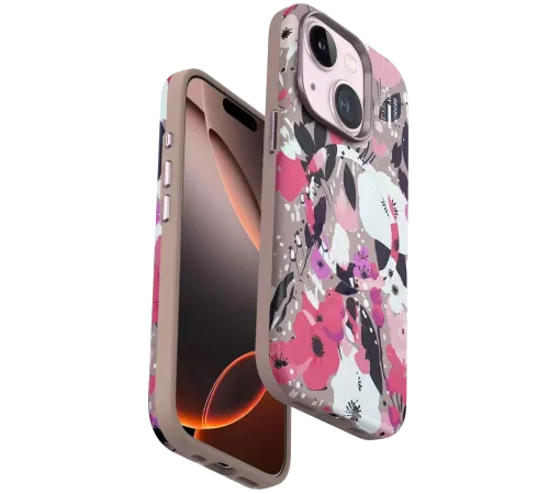 Apple iPhone 15 Flower Series Magsafe Kapak - Pembe