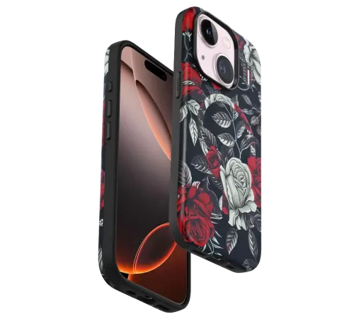 Apple iPhone 15 Plus Flower Series Magsafe Kapak - Siyah