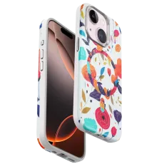 Apple iPhone 15 Plus Flower Series Magsafe Kapak - Beyaz