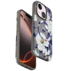 Apple iPhone 15 Plus Flower Series Magsafe Kapak - Gri