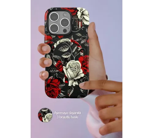 Apple iPhone 15 Pro Flower Series Magsafe Kapak - Mavi