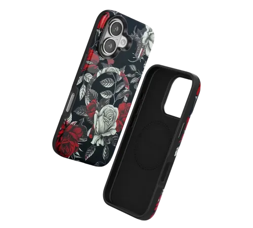 Apple iPhone 16 Flower Series Magsafe Kapak - Siyah