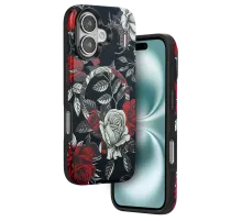 Apple iPhone 16 Flower Series Magsafe Kapak - Siyah