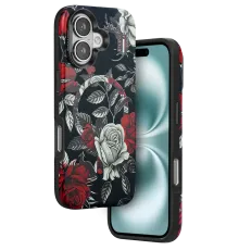 Apple iPhone 16 Flower Series Magsafe Kapak - Siyah