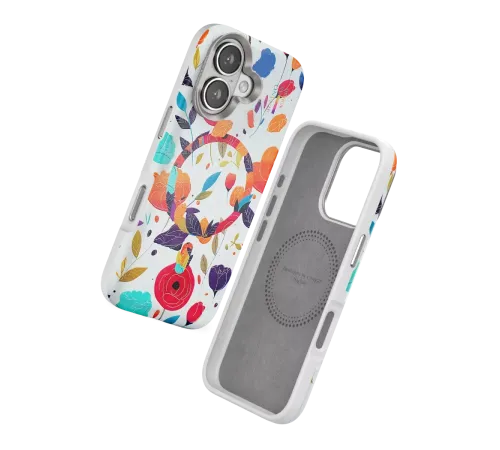 Apple iPhone 16 Flower Series Magsafe Kapak - Beyaz