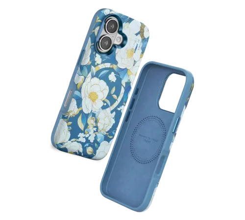 Apple iPhone 16 Flower Series Magsafe Kapak - Mavi