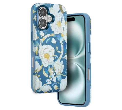Apple iPhone 16 Flower Series Magsafe Kapak - Mavi