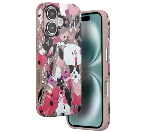 Apple iPhone 16 Flower Series Magsafe Kapak - Pembe