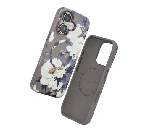 Apple iPhone 16 Flower Series Magsafe Kapak - Gri