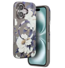 Apple iPhone 16 Flower Series Magsafe Kapak - Gri