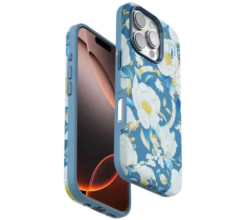 Apple iPhone 16 Pro Max Flower Series Magsafe Kapak - Mavi