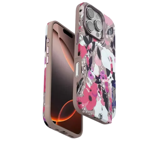 Apple iPhone 16 Pro Max Flower Series Magsafe Kapak - Pembe