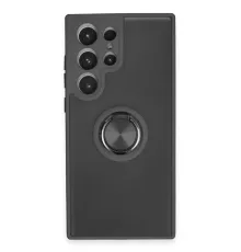 Samsung Galaxy S23 Ultra Kılıf Montreal Yüzüklü Silikon Kapak - Siyah