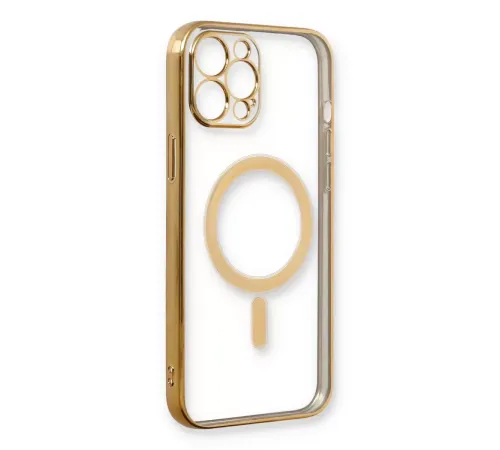 Apple iPhone 12 Pro Kılıf Magneticsafe Lazer Silikon - Gold